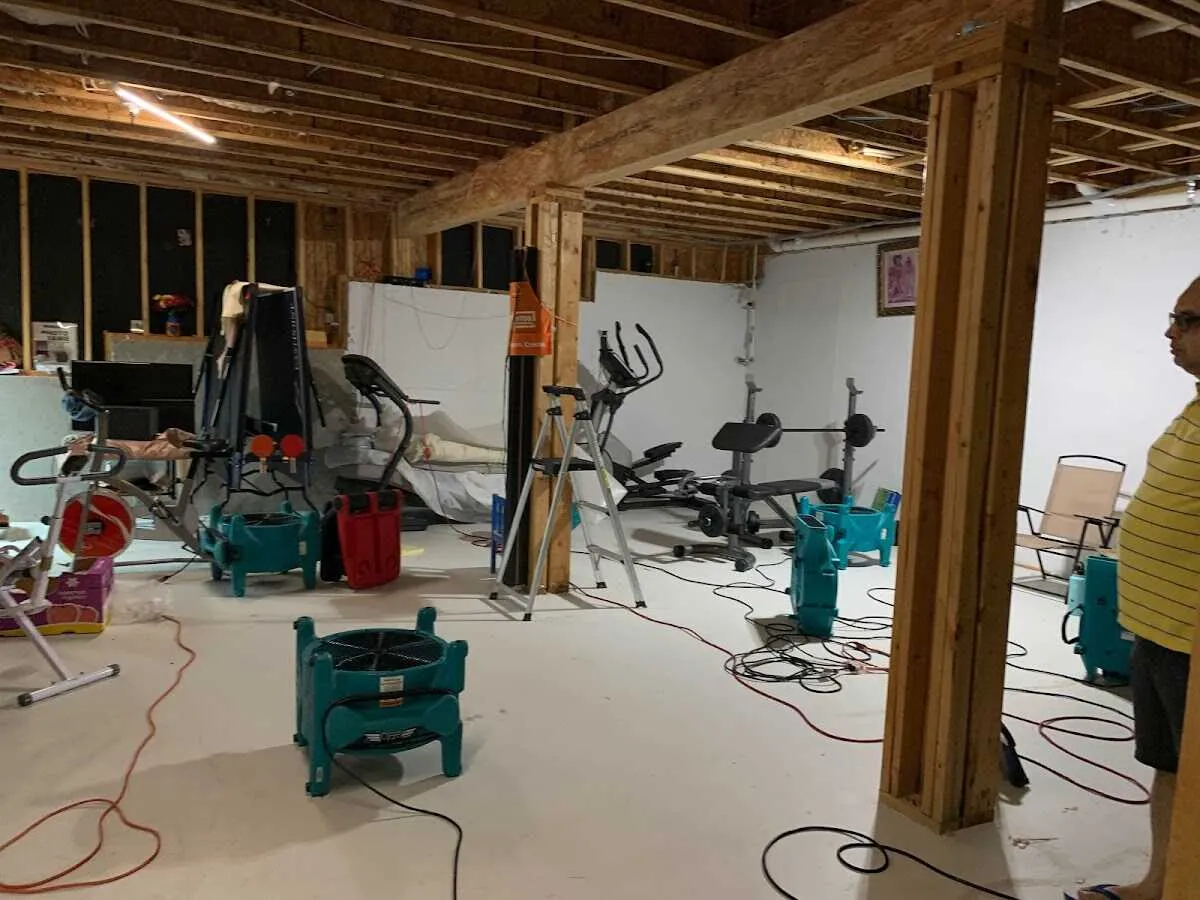 Basement drying equipment setup for Structural Drying in Webster City